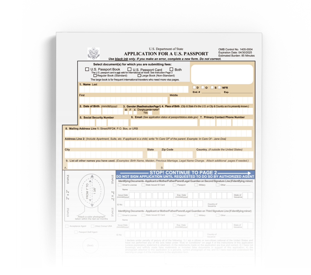 New Passport Form DS-11